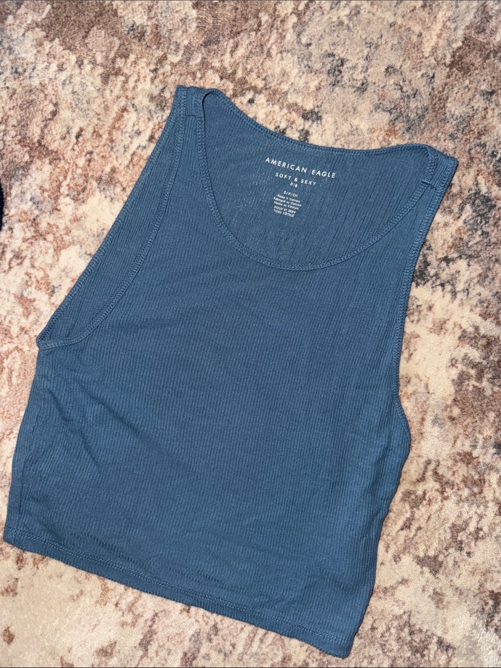 American Eagle Outfitters Slate Blue Ribbed Crop Tank